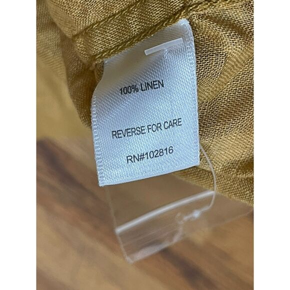 Garnet Hill Women's 12 Yellow Button-Up 100% Linen Shirt Casual Chic Boho Blouse - Picture 5 of 9